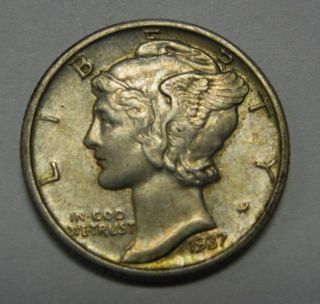 1937 Mercury Head Silver Dime Grading In The Au Range Coins