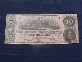 T - 52 Dec.  2,  1862 Confederate $10 Pink Paper Note: Evans & Cogswell; 3rd Series