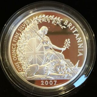 Great Britain 2£ Silver Proof 2007 Britannia Seated With Lion