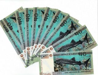 10 X Banque Centrale De Djibouti 2017 40 Francs Commemorative All Gem Unc