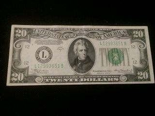 $20 1934 Unc Federal Reserve Note