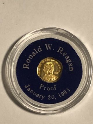 Mini Solid 24k.  9999 Yellow Gold Ronald Reagan 0.  3 Grams Hard To Find