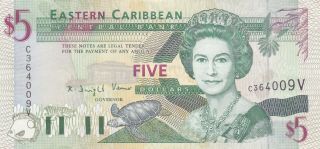 5 Dollars Extra Fine Banknote From Eastern Caribbean/antigua 2003 Pick - 42a