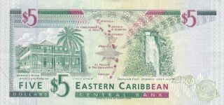 5 DOLLARS EXTRA FINE BANKNOTE FROM EASTERN CARIBBEAN/ANTIGUA 2003 PICK - 42a 2