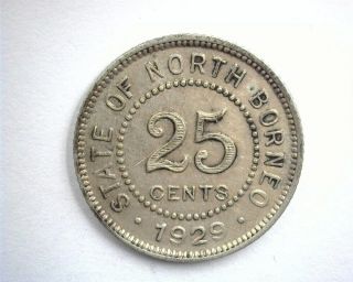 British North Borneo 1924 Silver 25 Cents Near Choice Uncirculated