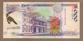Suriname: 5000 Gulden Banknote,  (unc),  P - 143b,  02.  01.  1999,
