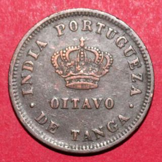 India Portugueza - 1881 - Ludovicus I - Oitavo - De Tanga - Rare Coin Ce45