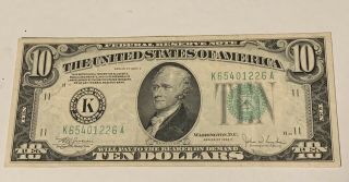 1934 C $10 Dollar Bill Federal Reserve Note Old Paper Money Currency