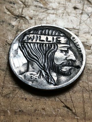 Hobo Nickel Real Coin Art Willie Nelson