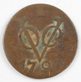 1790 Voc 1 One Duit Netherlands East Dutch Indies Company Foreign World Coin