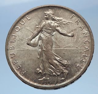 1960 France French Large Silver 5 Francs Coin W La Semeuse Sower Woman I69620