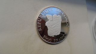 1994 Congo 1000 Francs Mammoth Silver Proof coin 2