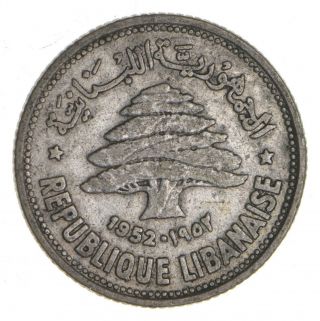 Roughly Size Of Quarter 1952 Lebanon 50 Piastres - World Silver Coin 168