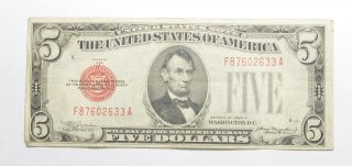 Crisp - 1928 - C $5.  00 Red Seal Us Note - Rare 547