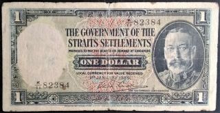 Straits Settlements:p 16b 1$ One Dollar 1935 King George Kgv Fine British