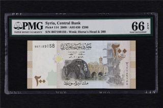 2009 Syria Central Bank 200 Pounds Pick 114 Pmg 66 Epq Gem Unc