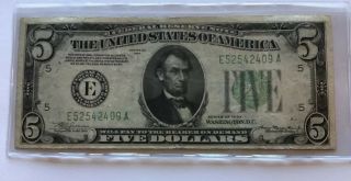 1934 Green Seal 5 Dollar Bill E Richmond Virginia