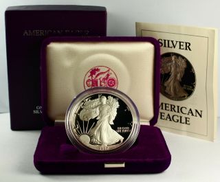 1987 S Proof American Silver Eagle 1 Oz Fine Silver W/ Box &