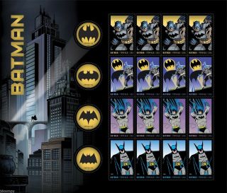 Batman Us Postage Stamps - Mnh - Full Block - 20 Stamps -