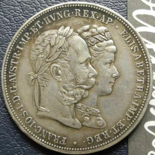 Austria 1879 2 Gulden Franz Joseph Elisabeth Sisi Wedding Silver Coin