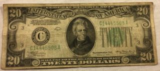 1934 Frn $20 Dollar Bill - Frn Note - Philadelphia - Old Paper Money C - A Block