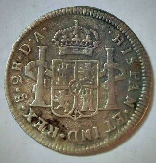 1788 2 Reales Santiago Chile Carolus Iii
