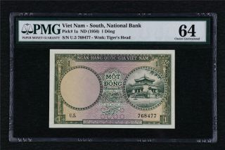 1956 Viet Nam - South National Bank 1 Dong Pick 1a Pmg 64 Choice Unc