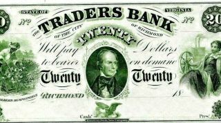$20 " Traders Bank " (virginia) 1800 