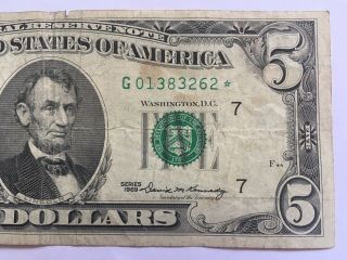 1969 series STAR NOTE $5 Dollar Federal Reserve Note US Currency 3