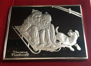 Norman Rockwell Fondest Memories 3 Oz.  925 Sterling Silver Bar Fun On The Hill