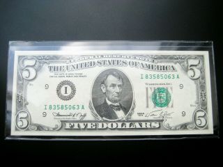 $5 1974 ( (minneapolis))  Federal Reserve Note Choice Unc Gem Bu Note