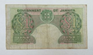 Government of Jamaica 1 Pound 1953 P - 41b KGVI Ch.  Fine - VF TDLR 2