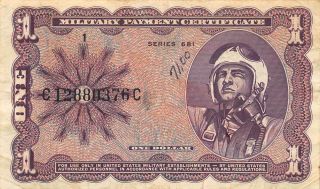 Usa / Mpc $1 1968 Series 681 Plate 1 Circulated Banknote M7