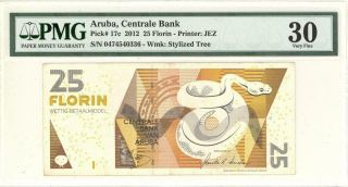 Aruba 25 Florin Currency Banknote 2012 Pmg 30 Vf