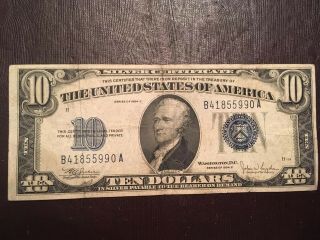 1934 C Ten Dollar Bill Silver Certificate