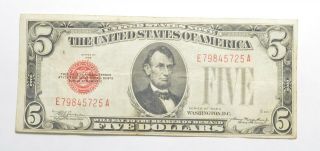 Crisp - 1928 - C $5.  00 Red Seal Us Note - Rare 539