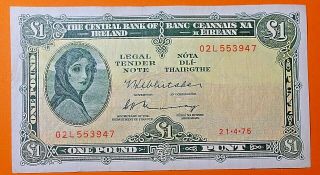 Ireland : Lavery One Pound Note 21.  4.  1975.