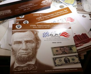 150th Anniversary Currency Set Series 2009 $2 And $5 Dollar Federal Reserve Note