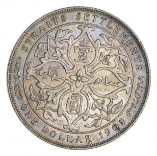 Better - 1908 Straits Settlements 1 Dollar - 20.  2 Grams - World Silver Coin 923 2
