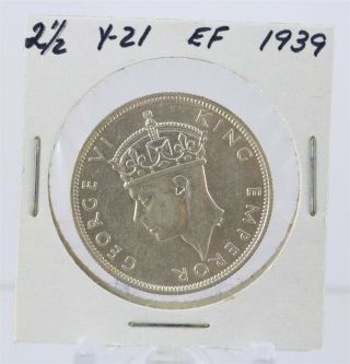 1939 Southern Rhodesia Half Crown Silver Coin
