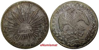 Mexico First Republic Silver 1876 Go Fr 8 Reales Xf,  Guanajuato Km 377.  8