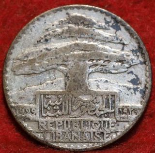 1929 Lebanon 10 Piastres Foreign Coin