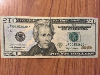2009 $20 Twenty Dollar Star Note – Low Serial Number – Circulated