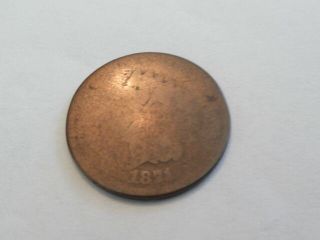 1871 Rare Indian Head Penny - 149 Years Old - 0121