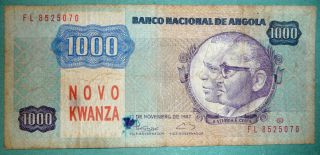 Angola 1000 Novo Kwanza Overprint On 1000 Kwanzas Note,  Rare,  P 124,  1991 Issue