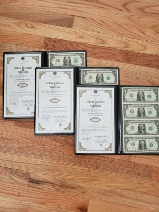Uncut Sheet of 4 One Dollars (4 x $1) US Currency Notes Pack of 3 2