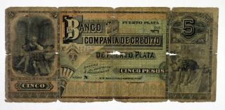 Dominican Republic Banco Compania Credito Puerto Plata 50 Pesos 188x P - S105 Vg