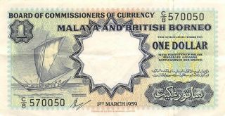 Malaya & B B $1 1.  3.  1959 Series C/8 Circulated Banknote Lb5