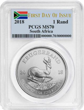 2018 South Africa Krugerrand 1 Oz Silver First Day Of Issue Pcgs Ms70