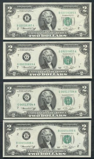 $2.  00 Frn - York,  1976,  Fr.  1935b,  4 Notes,  Choice Unc